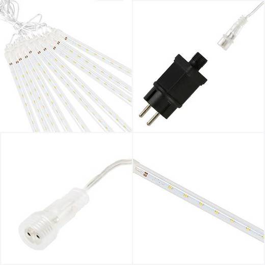 Lampki choinkowe 480 Led sople 10 szt. padający śnieg meteory zewnętrzne biały zimny