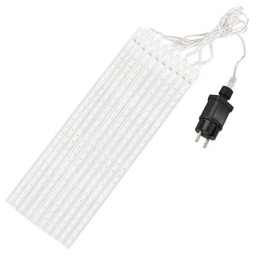 Lampki choinkowe 480 Led sople 10 szt. padający śnieg meteory zewnętrzne biały zimny