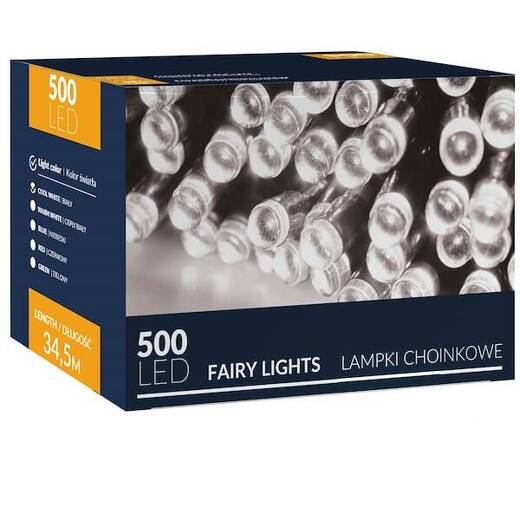 Lampki choinkowe 500 Led biały zimny 34,5 m oświetlenie świąteczne