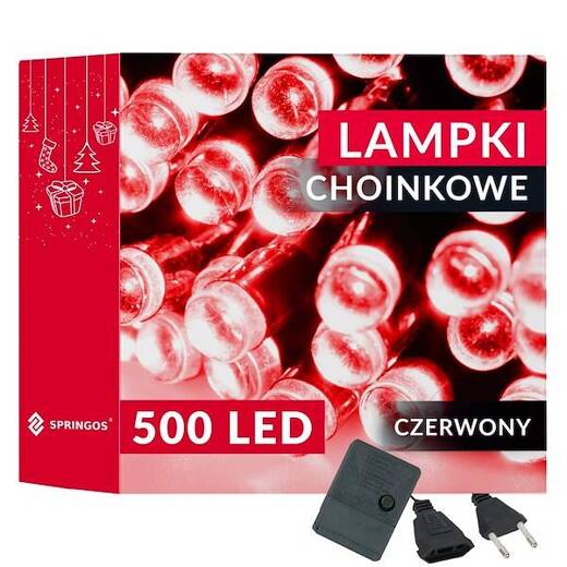 Lampki choinkowe 500 Led czerwony 34,5 m oświetlenie świąteczne