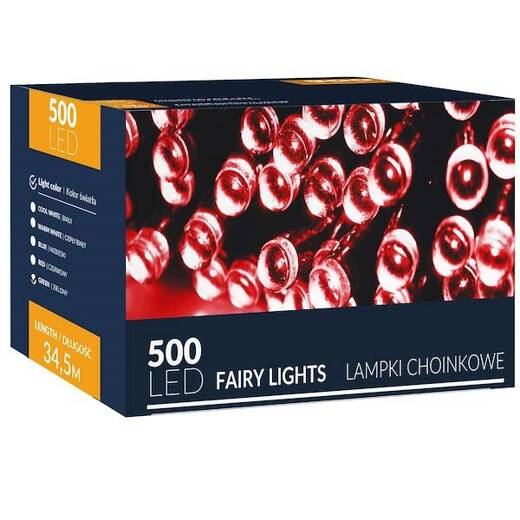 Lampki choinkowe 500 Led czerwony 34,5 m oświetlenie świąteczne