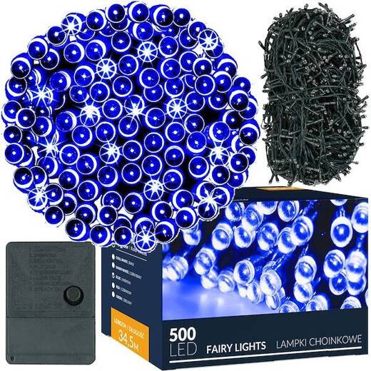 Lampki choinkowe 500 Led niebieski 34,5 m oświetlenie świąteczne