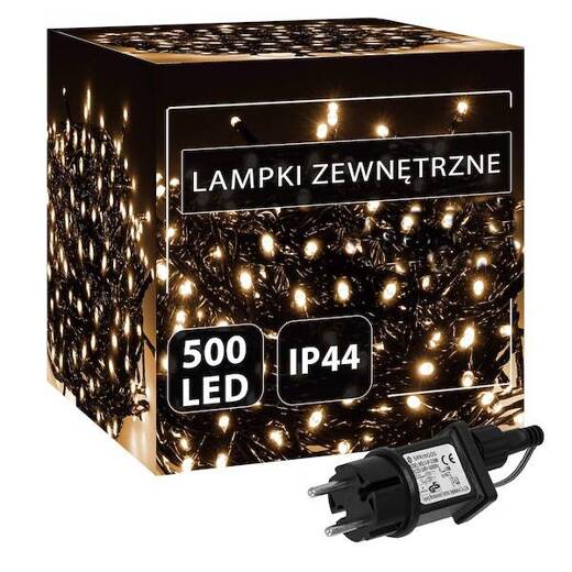 Lampki choinkowe 500 led biały ciepły 27,5 m 8 funkcji świecenia, oświetlenie świąteczne IP44