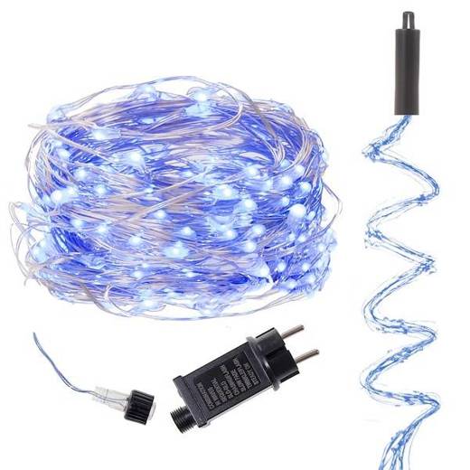 Lampki dekoracyjne 300 LED włosy anioła niebieskie