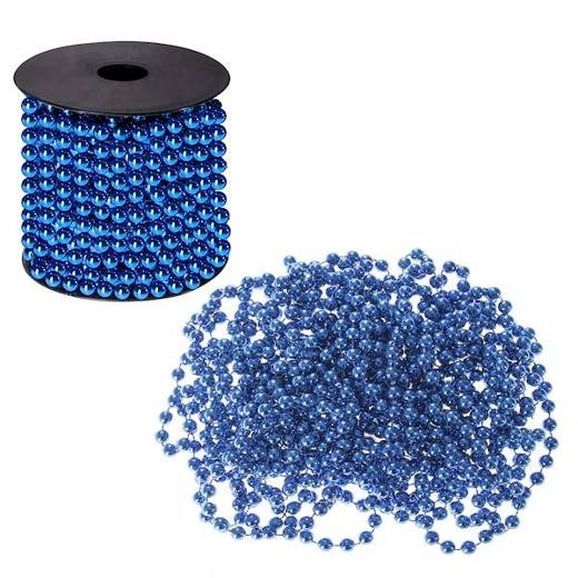 Łańcuch na choinkę perły koraliki 10m 8 mm niebieski