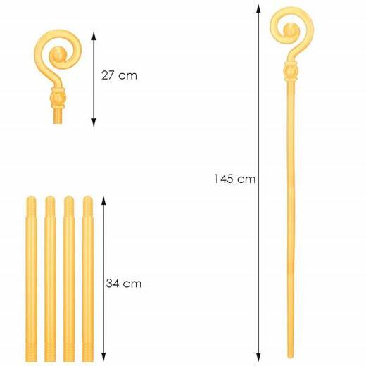 Laska św. Mikołaja 145cm, pastorał składany złoty