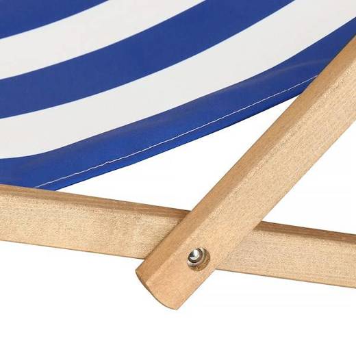 Leżak drewniany z podłokietnikami biało-niebieski