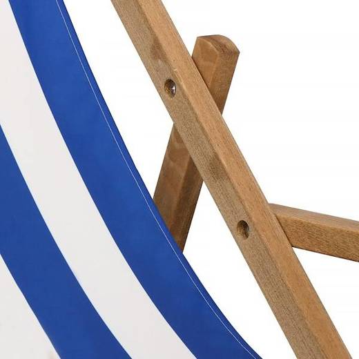 Leżak drewniany z podłokietnikami biało-niebieski