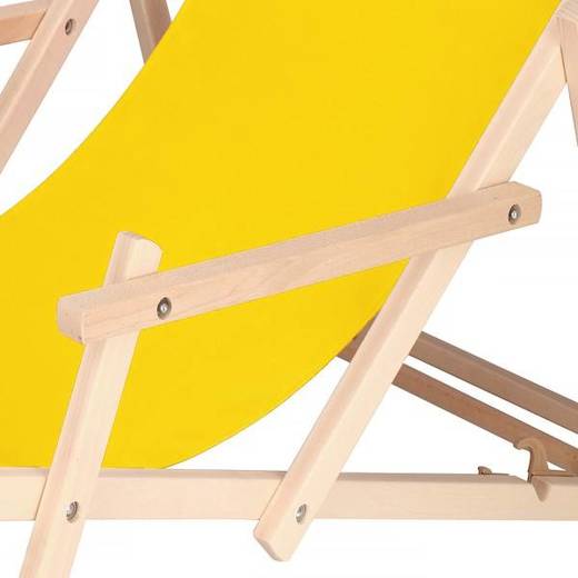 Leżak drewniany z podłokietnikami żółty