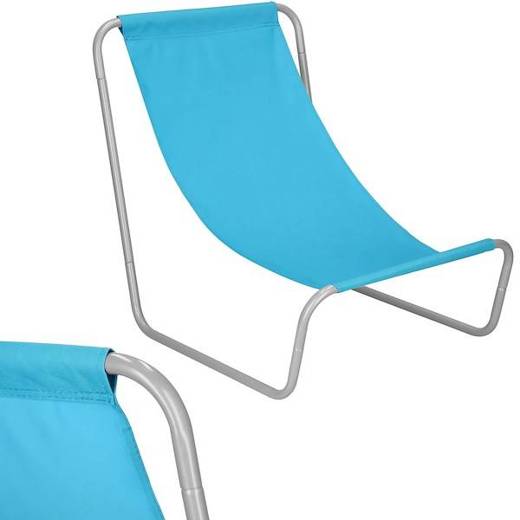 Leżak ogrodowy metalowy fotel składany, leżanka niebieska