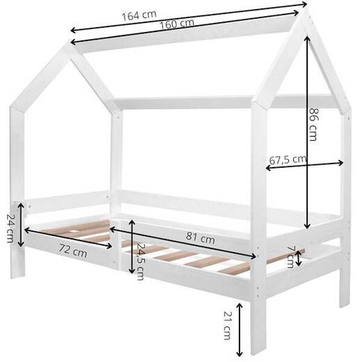 Łóżko domek 160x80 cm drewniane łóżeczko dla dziecka