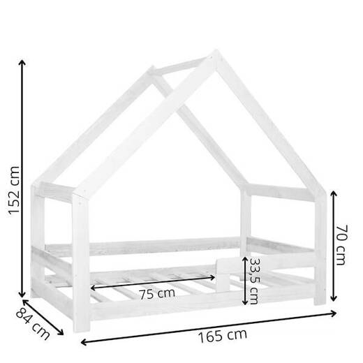Łóżko domek 160x80 cm drewniane łóżeczko dla dziecka ze stelażem białe