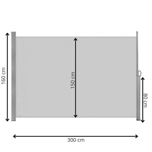 Markiza boczna na taras i balkon 300x160 cm osłona rozsuwana roleta jasnoszara