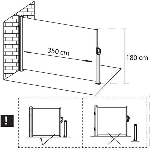 Markiza boczna na taras i balkon 350x180 cm osłona rozsuwana roleta jasnobeżowa