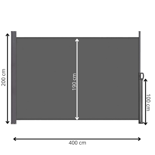Markiza boczna na taras i balkon 400x200 cm osłona rozsuwana roleta grafitowa