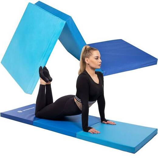 Mata gimnastyczna 180 cm składana do ćwiczeń niebieska