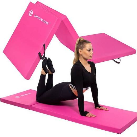 Mata gimnastyczna 180 cm składana do ćwiczeń różowa