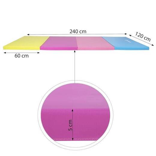 Mata gimnastyczna 240 cm składana do ćwiczeń kolorowa 