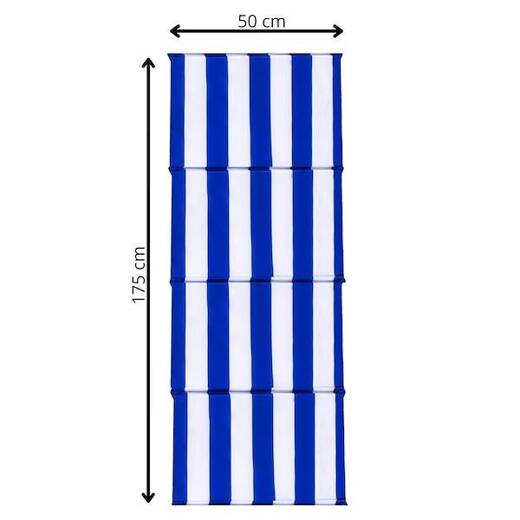Mata, materac plażowy, składany 175x50 cm pasy biało-granatowe