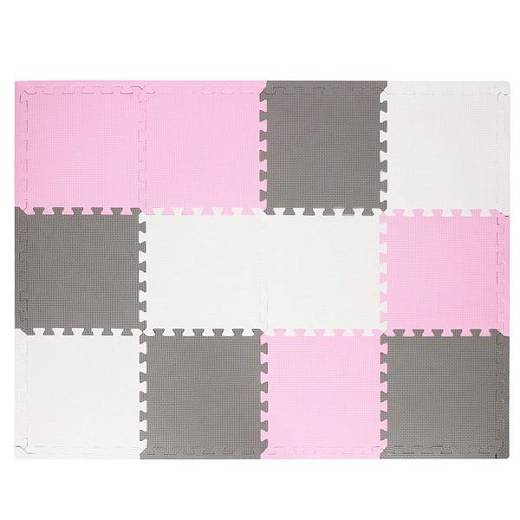 Mata piankowa kwadraty 118x90 cm szare, białe, czarne puzzle dla dzieci, do ćwiczeń