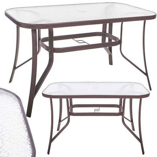 Meble ogrodowe 6 krzeseł, stół ze szkłem hartowanym zestaw dla 6 osób brązowy 
