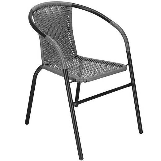 Meble ogrodowe metalowe 2 krzesła i stół ze szklanym blatem zestaw ogrodowy czarno-szary