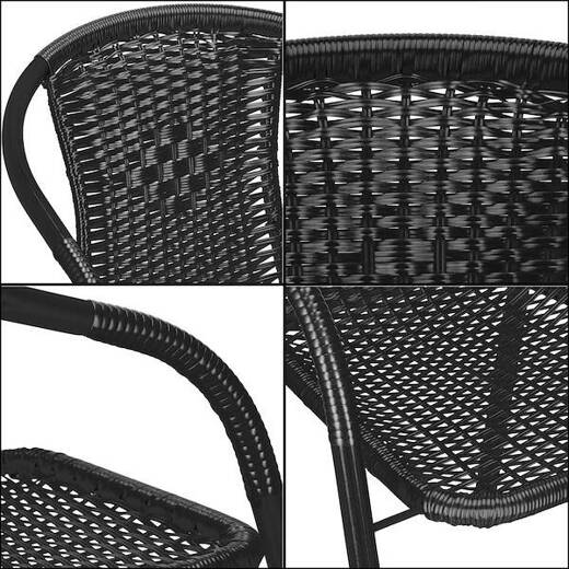 Meble ogrodowe metalowe zestaw stół 120x70 cm i 6 krzeseł na taras balkon czarne