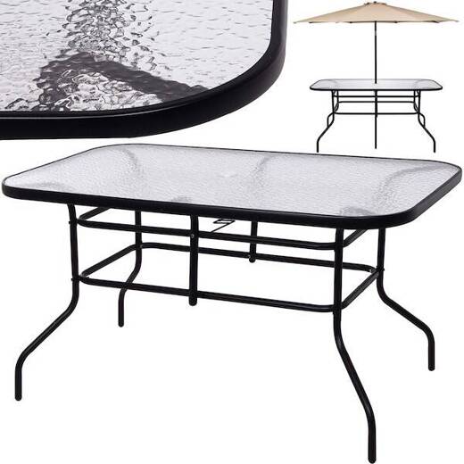 Meble ogrodowe metalowe zestaw stół 140x80 cm i 8 krzeseł na taras balkon czarno-brązowe