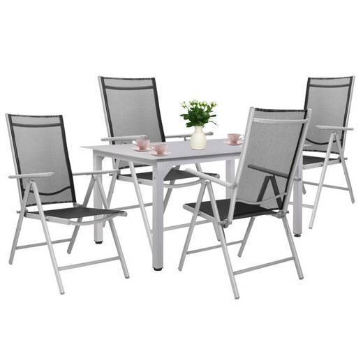 Meble ogrodowe zestaw 4 krzesła i stół aluminium i szkło