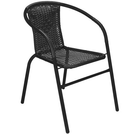 Meble ogrodowe zestaw ogrodowy dla 4 osób: krzesła i stół, metal i szkło komplet czarny