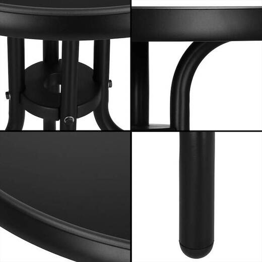 Meble tarasowe stolik kawowy ze szkła hartowanego, ogrodowe krzesła metalowe 2 szt. czarne 