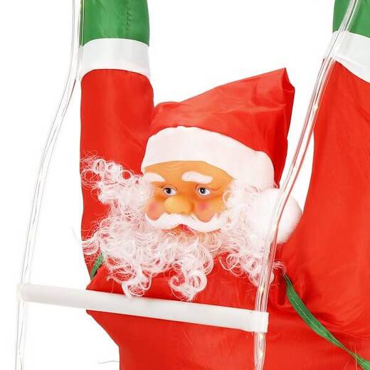 Mikołaj na drabinie dekoracja świąteczna LED ciepła biel