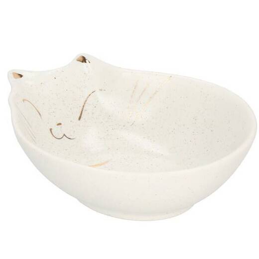 Miska dla kota ceramiczna 15cm beżowa, złota