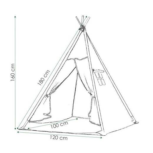 Namiot Tipi dla dzieci wigwam czarny w chmury XXL