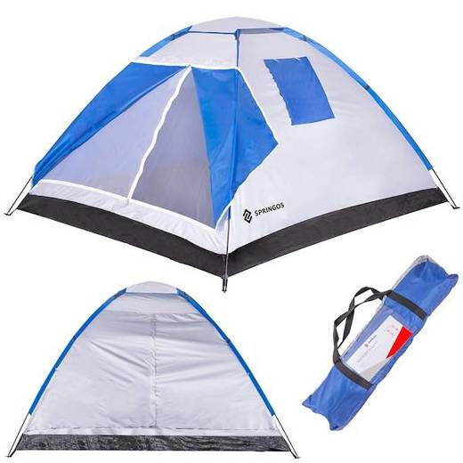 Namiot turystyczny 4-osobowy niebieski z moskitierą i filtrem UV