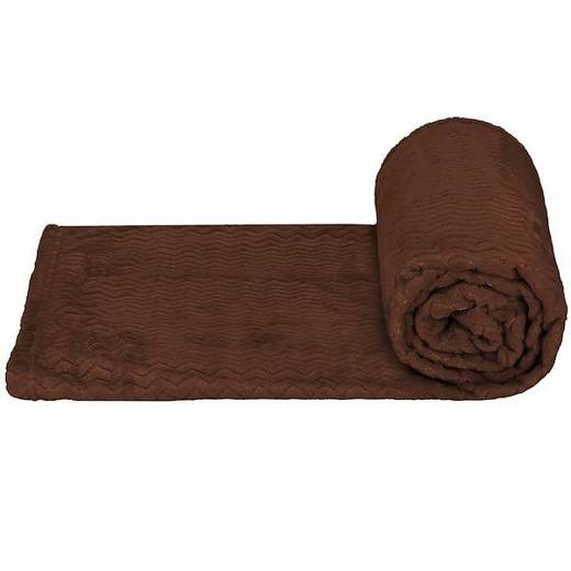 Narzuta na łóżko, pled 130x180 cm tłoczony zygzak, dwustronny koc na kanapę brązowy