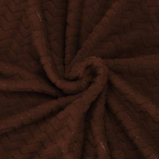 Narzuta na łóżko, pled 130x180 cm tłoczony zygzak, dwustronny koc na kanapę brązowy