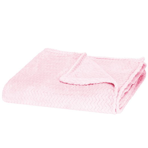 Narzuta na łóżko, pled 160x200 cm tłoczony zygzak, dwustronny koc na kanapę różowy
