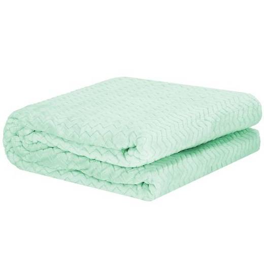 Narzuta na łóżko, pled 160x200 cm tłoczony zygzak, dwustronny koc na kanapę zielony
