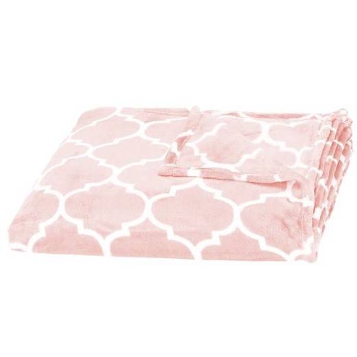 Narzuta na łóżko, pled 200x220 cm koc na kanapę różowy marokańska koniczyna