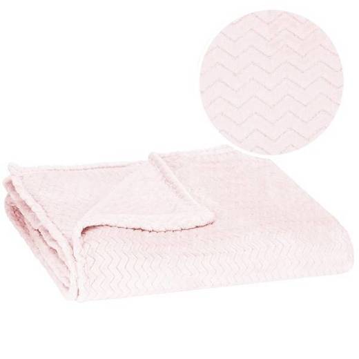 Narzuta na łóżko, pled 70x160cm tłoczony, dwustronny koc na kanapę pudrowy różowy