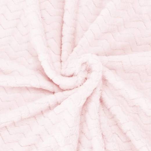 Narzuta na łóżko, pled 70x160cm tłoczony, dwustronny koc na kanapę pudrowy różowy