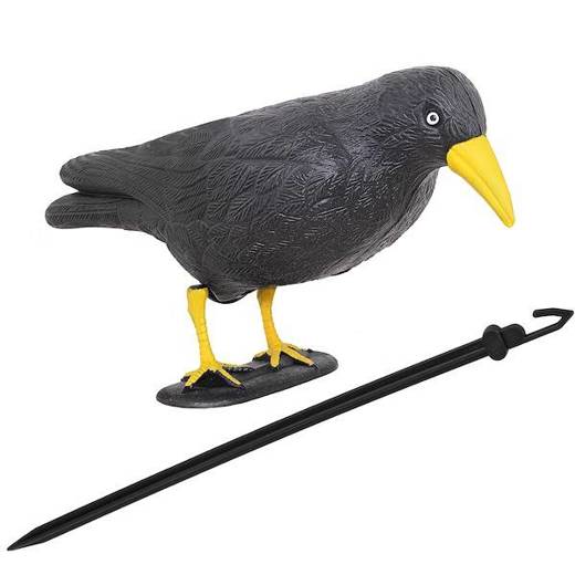 Odstraszacz ptaków 11x39x18,5cm stojący kruk czarny z żółtym dziobem
