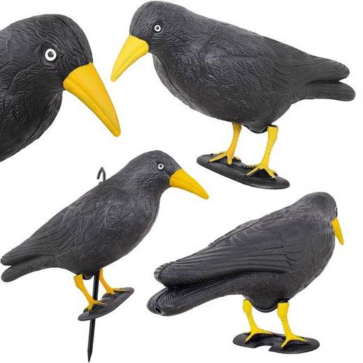 Odstraszacz ptaków 11x39x18,5cm stojący kruk czarny z żółtym dziobem zestaw 3 szt.