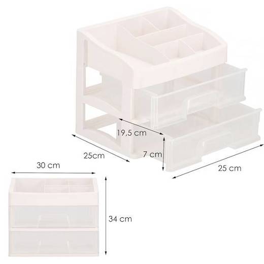 Organizer na kosmetyki 34x30x25cm mleczny pojemnik na biżuterię z przegródkami