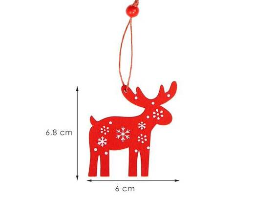 Ozdoba choinkowa 6,8 cm drewniana, świąteczna zawieszka renifery zestaw 3 szt.