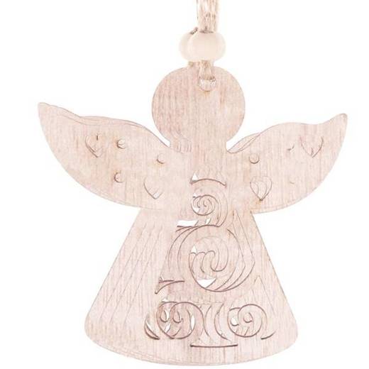 Ozdoba choinkowa 7cm drewniana, świąteczna zawieszka aniołki zestaw 6 szt.
