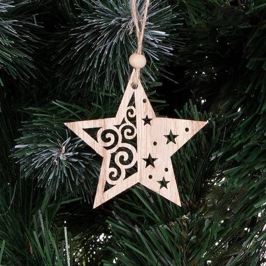 Ozdoba choinkowa 7cm drewniana, świąteczna zawieszka gwiazdy zestaw 6 szt.