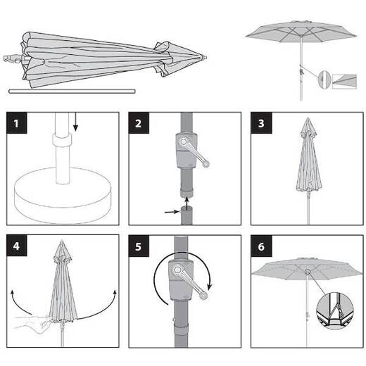 Parasol ogrodowy składany 260 cm duży z korbą na balkon czerwony