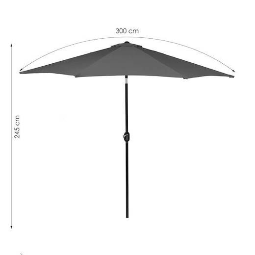 Parasol ogrodowy składany 300 cm duży na balkon ciemnoszary